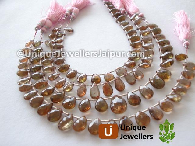Pink Andulosite Faceted Pear Beads
